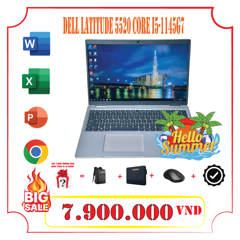 Dell Latitude 5520 Core i5-1145G7 Ram 8GB SSD 256GB 15.6" FHD, Đèn phím 5 Dell Latitude 5520 Core i5-1145G7