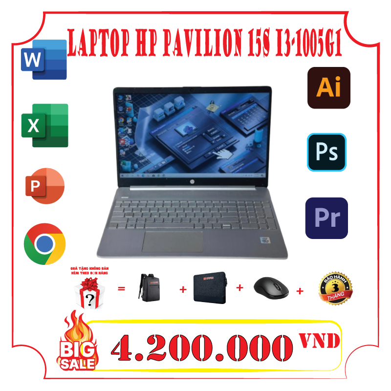 Laptop HP Pavilion 15S Core i3-1005G1 Ram 8GB SSD 256GB 15.6" HD 6 Laptop HP Pavilion 15s i3-1005G1