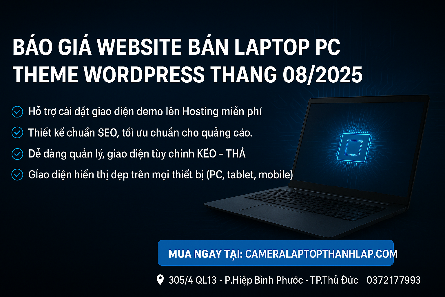 Báo Giá Website Bán Laptop PC Theme WordPress Tháng 082025