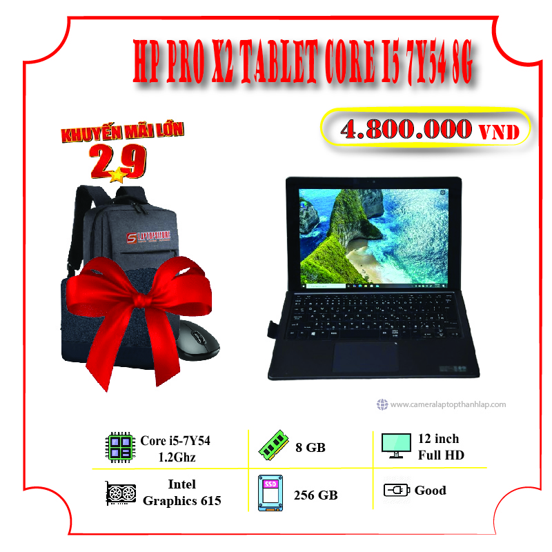 Hp Pro X2 Tablet Core i5 7Y54 8G 256G FHD Touch hỗ trợ gắn sim 4G kèm phím