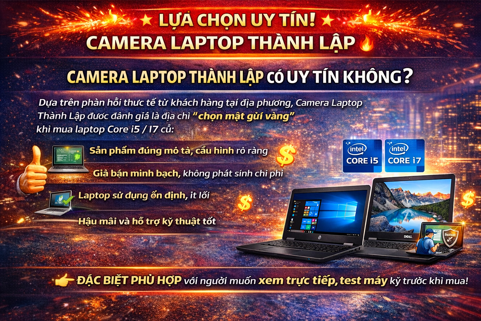 Camera Laptop Thành Lập có uy tín không? - Laptop Core i5 / i7 Cũ Giá Rẻ
