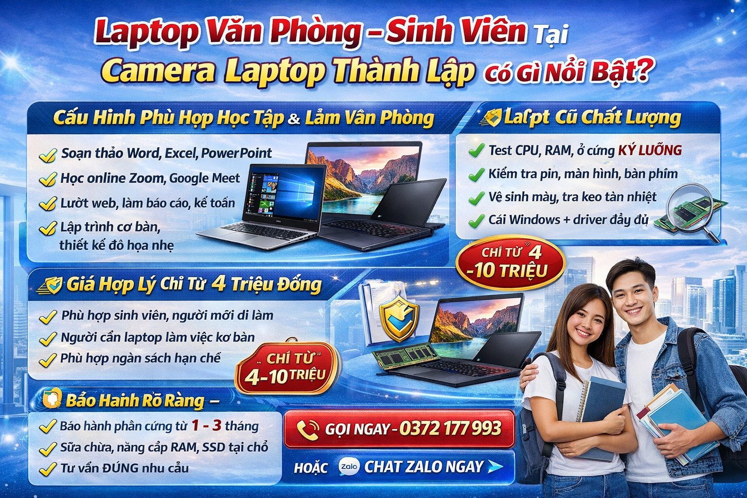 Laptop văn phòng sinh viên tại Camera Laptop Thành Lập có gì nổi bật?