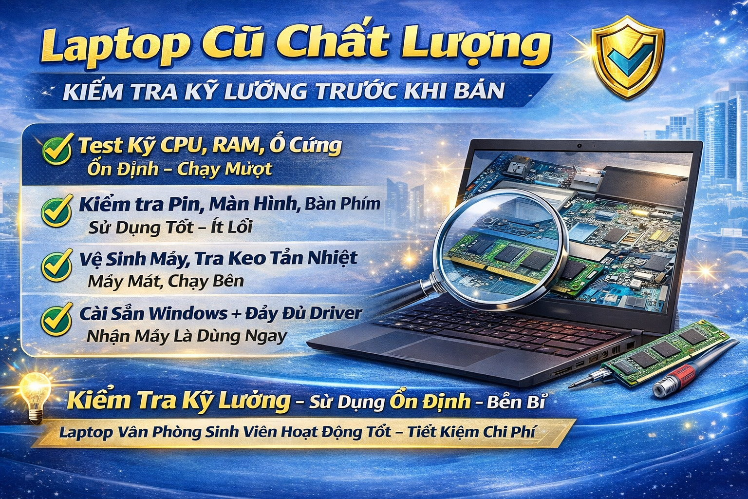 Laptop cũ chất lượng – kiểm tra kỹ trước khi bán