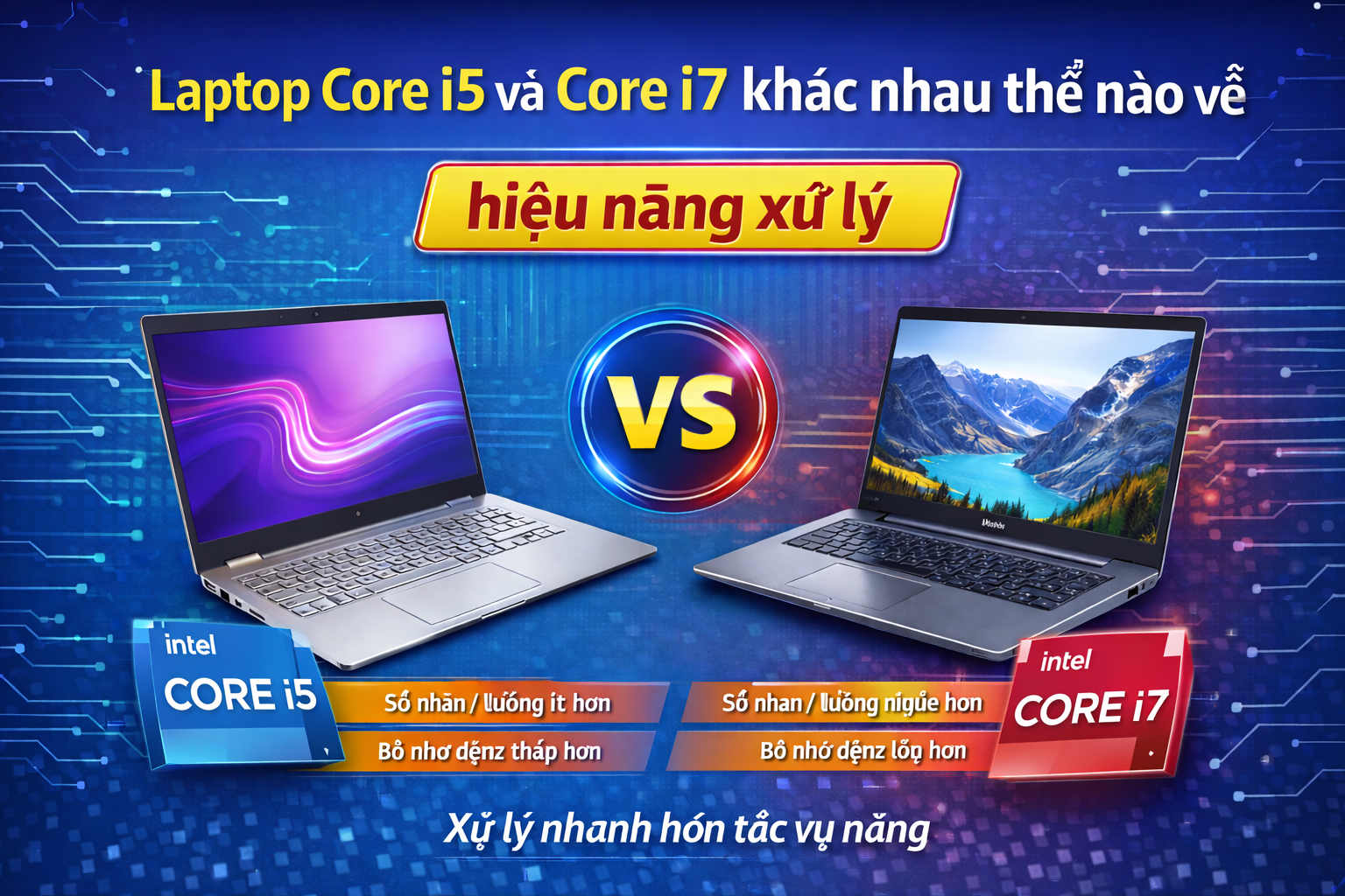 Laptop Core i5 và Core i7 khác nhau thế nào về hiệu năng xử lý