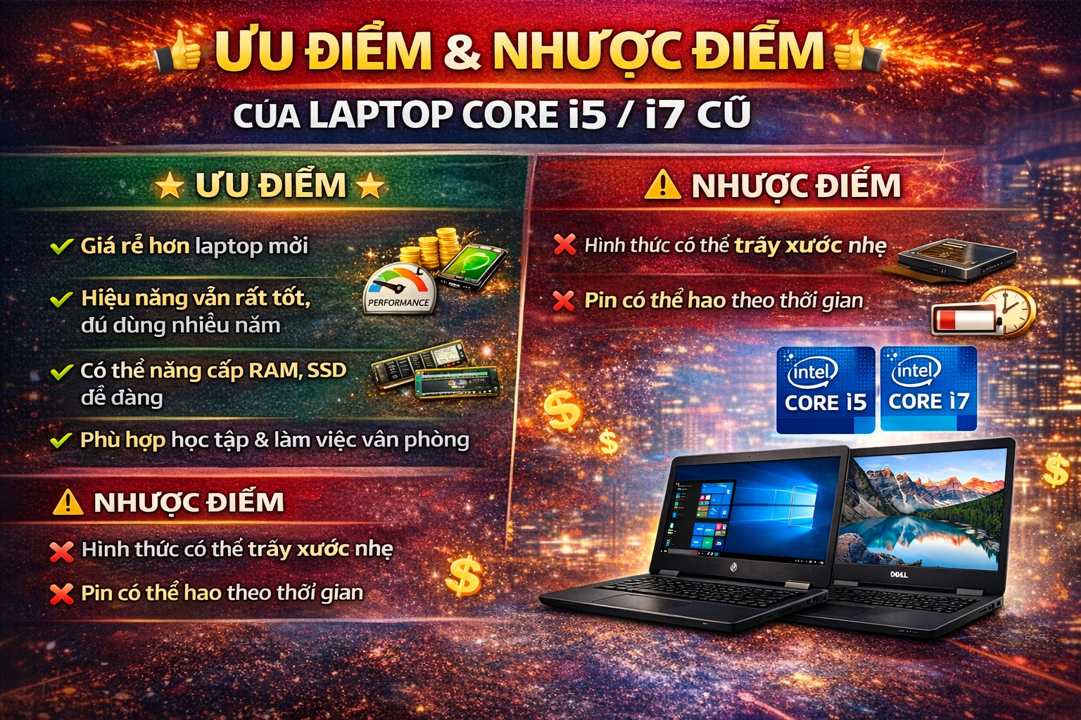 Ưu điểm và nhược điểm của laptop core i5 / i7 cũ
