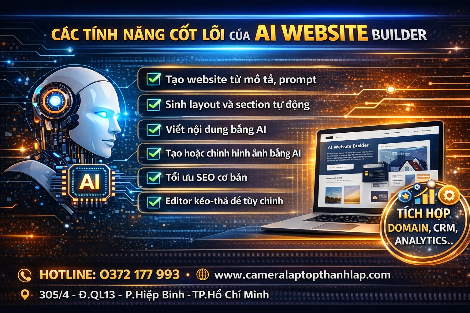 Các tính năng cốt lõi của AI website builder