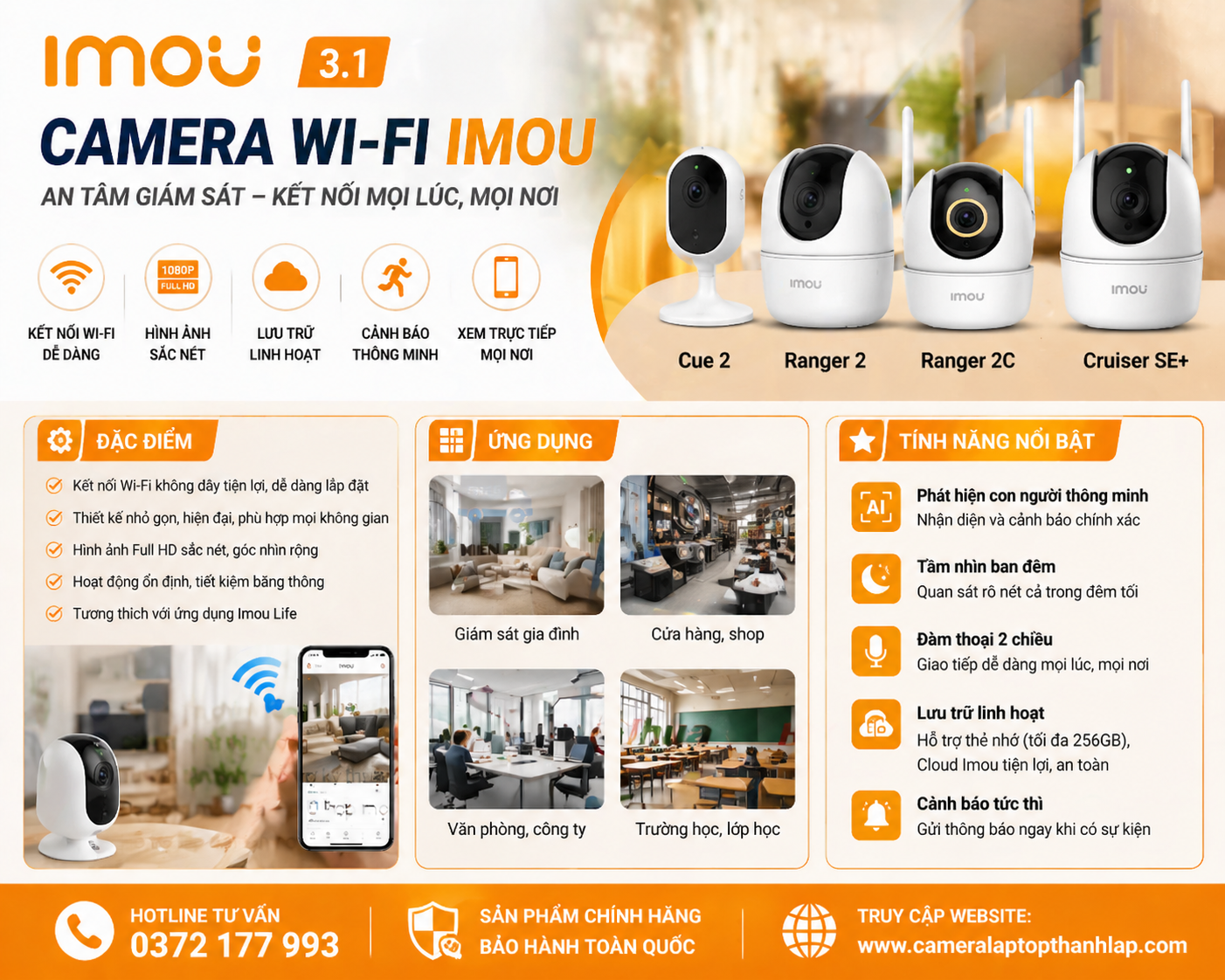 Phân loại camera Imou chính hãng - Camera Wifi Imou