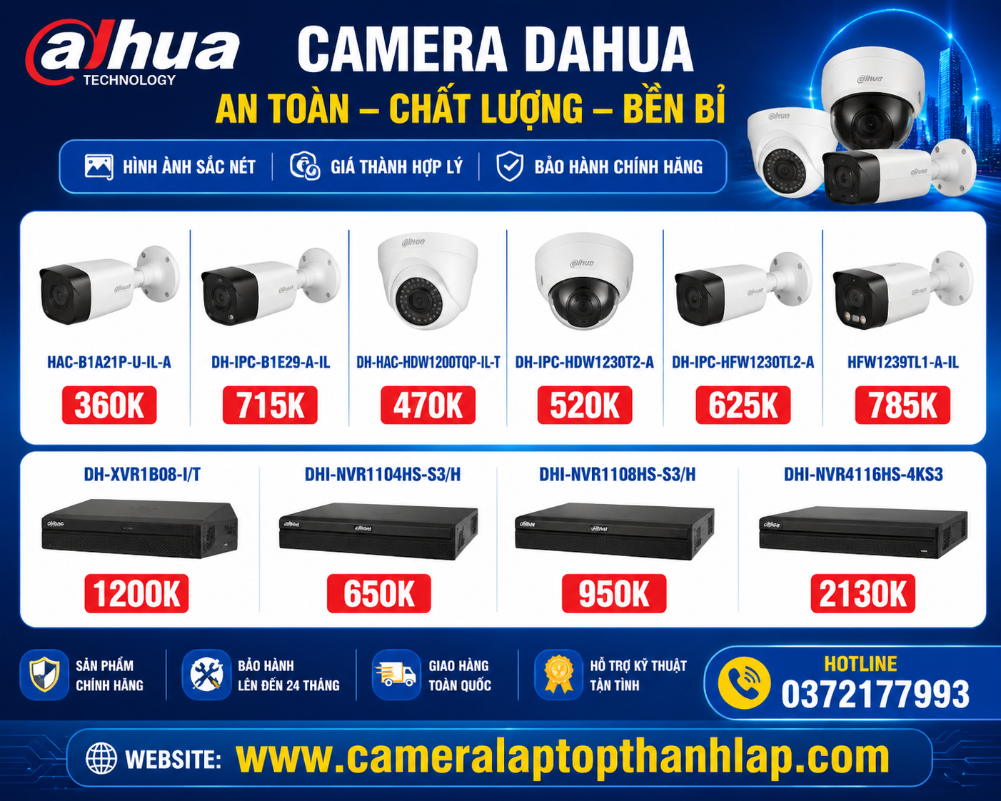 Báo giá chi tiết camera Dahua chính hãng 