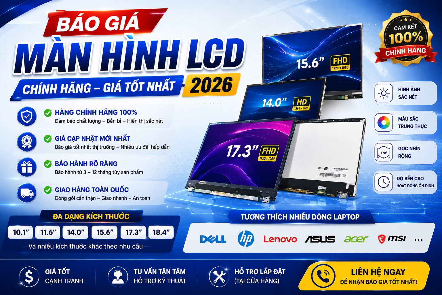 Báo Giá Linh Kiện & Phụ Kiện Chính Hãng 2026 6 Báo Giá Màn Hình LCD 2026 - Báo Giá Phụ Kiện Chính Hãng 2026