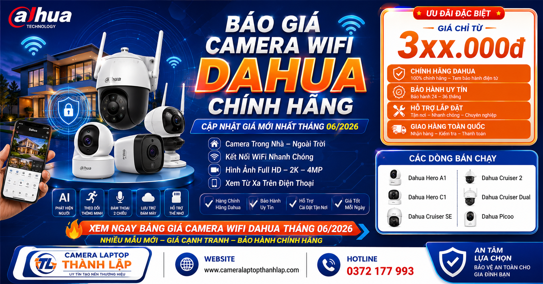 Báo Giá Camera WiFi Dahua Chính Hãng Tháng 062026 – Camera Laptop Thành Lập