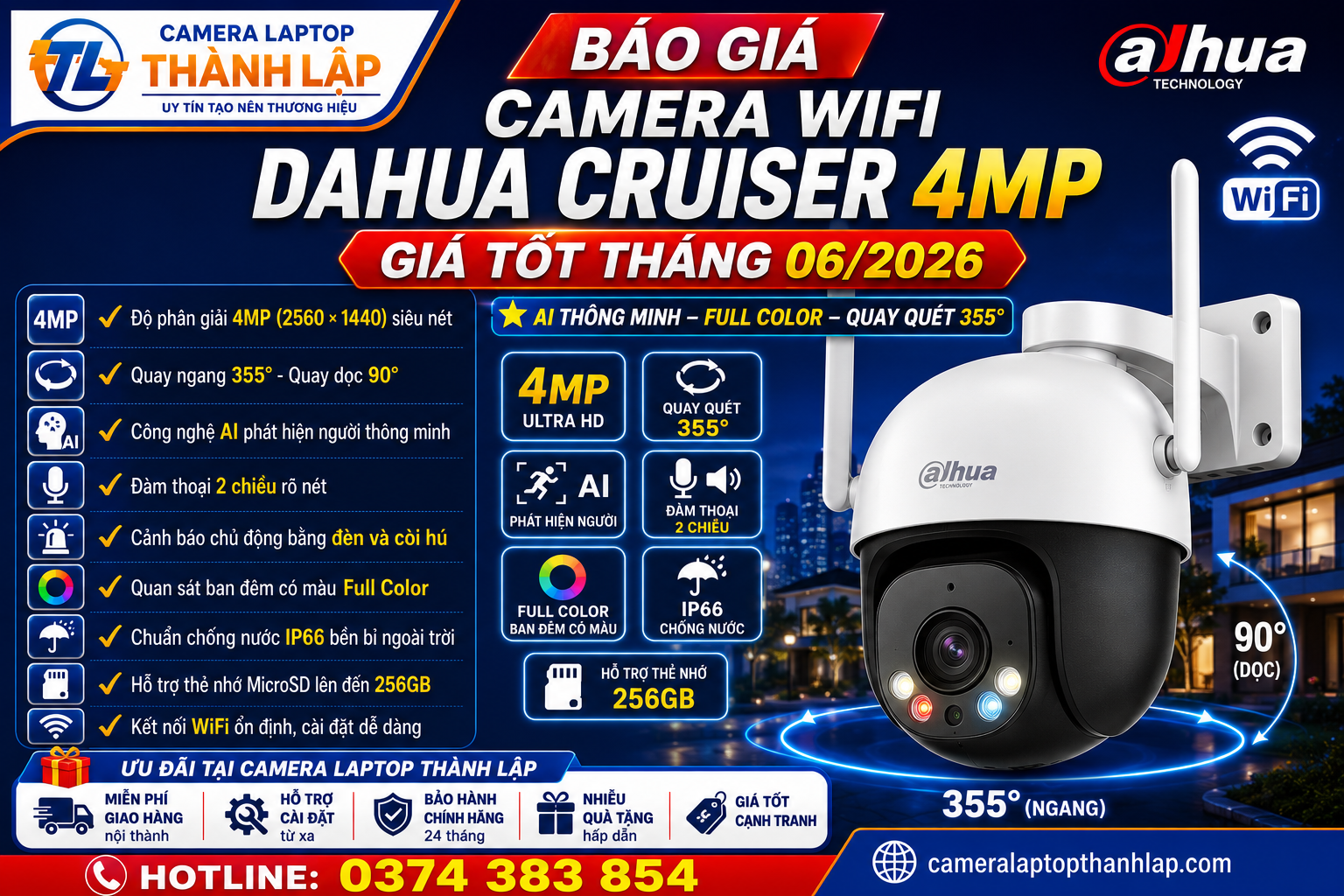 Báo Giá Camera WiFi Dahua Chính Hãng Tháng 06/2026 – Camera Laptop Thành Lập 5 Báo Giá Camera WiFi Dahua Cruiser 4MP