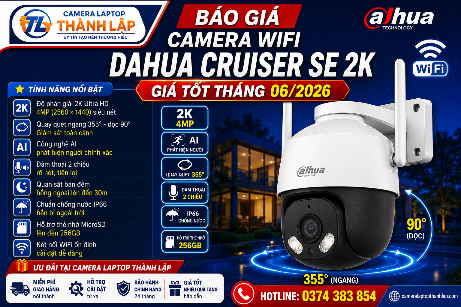 Báo Giá Camera WiFi Dahua Chính Hãng Tháng 06/2026 – Camera Laptop Thành Lập 4 Báo Giá Camera WiFi Dahua Cruiser SE 2K
