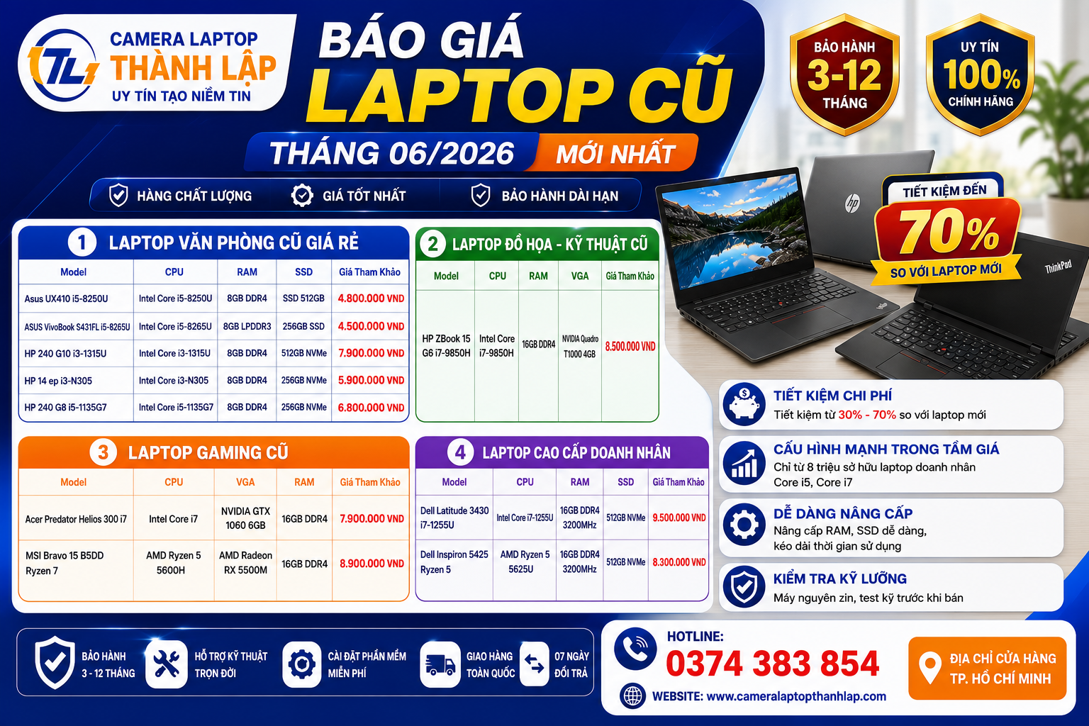 Báo Giá Laptop Cũ Tháng 062026 Mới Nhất