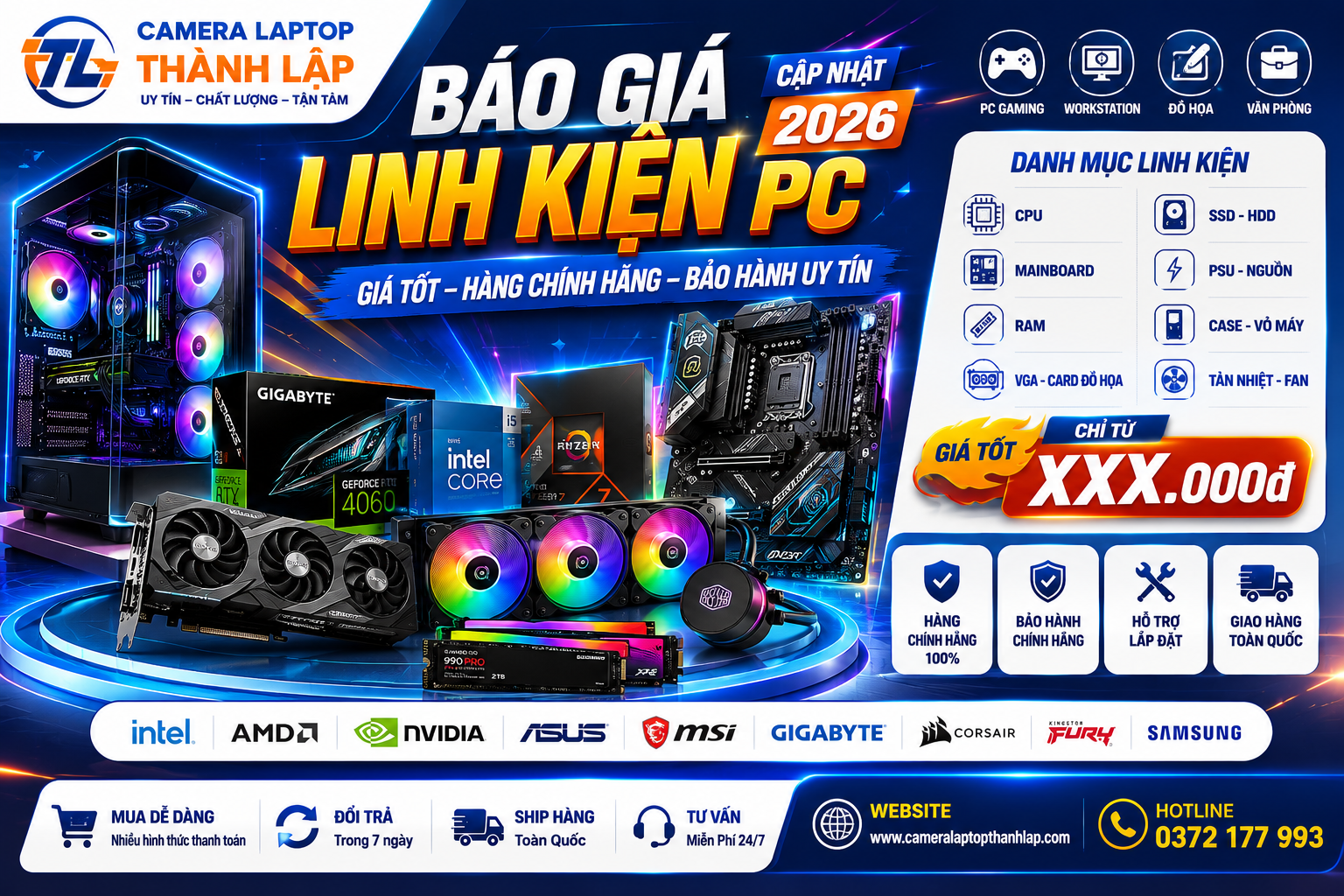 Báo Giá Linh Kiện PC 2026 – Camera Laptop Thành Lập