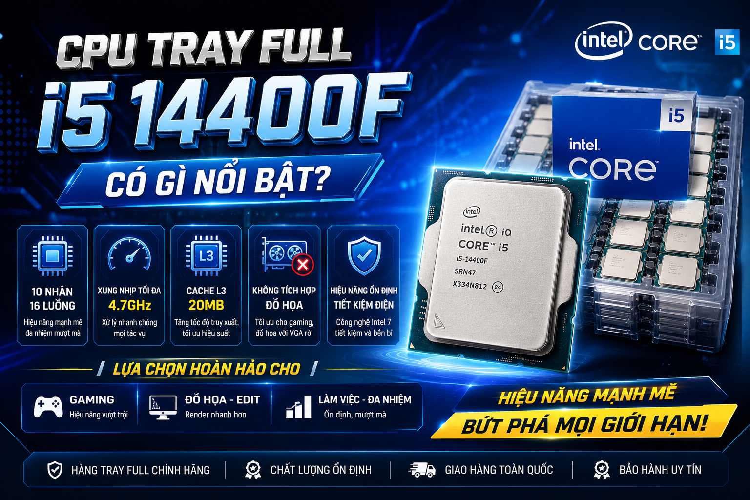 CPU Tray Full i5 14400F Có Gì Nổi Bật?