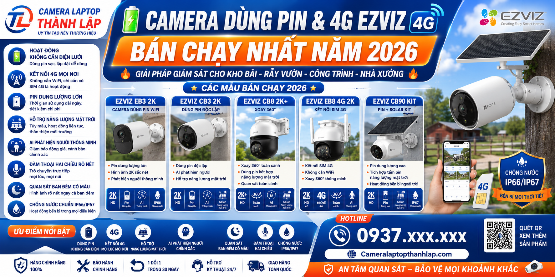 ### Camera Dùng Pin & 4G 