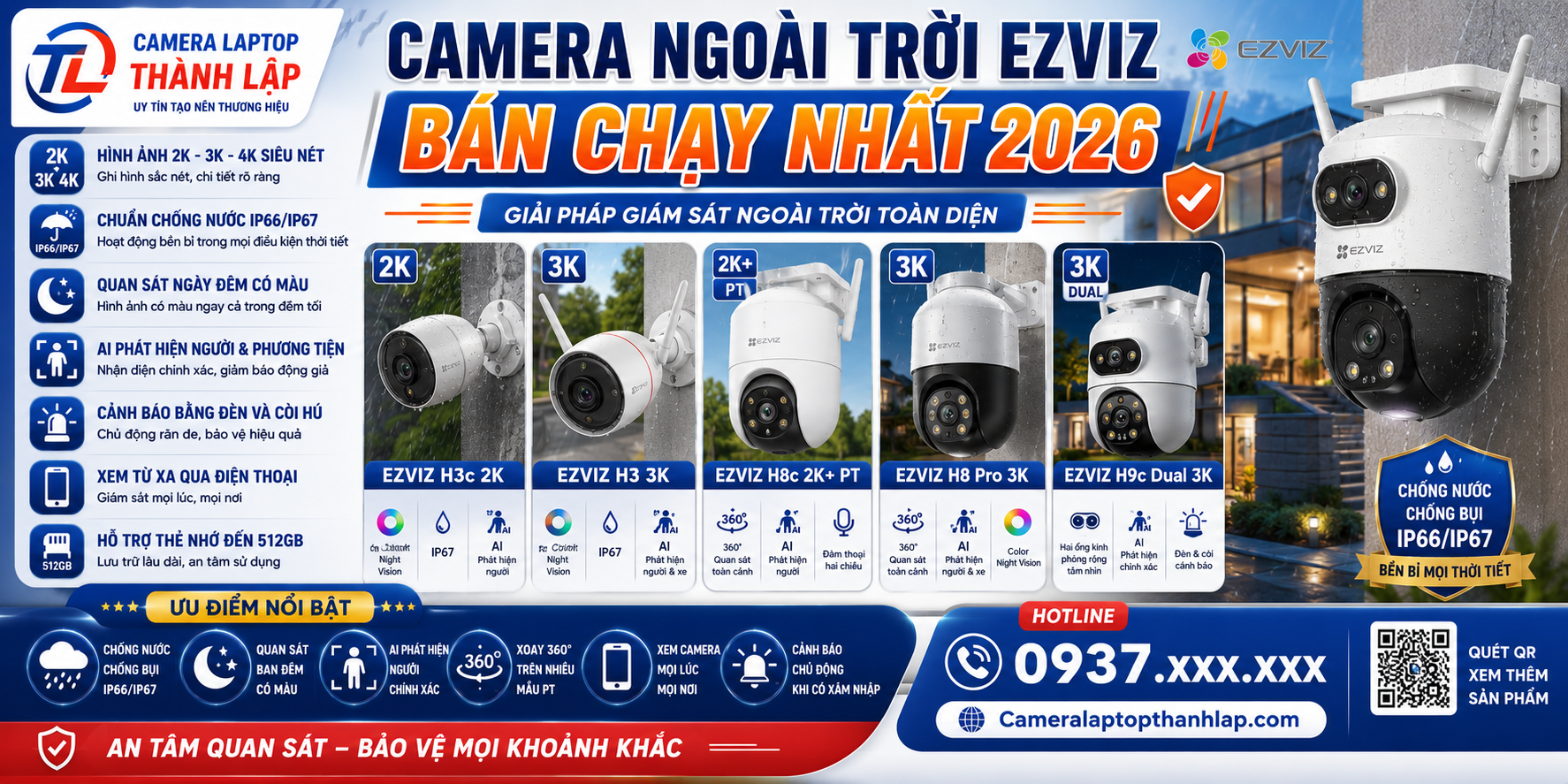 Bảng Báo Giá Các Dòng Camera Ezviz Bán Chạy Năm 2026 - Camera Ngoài Trời