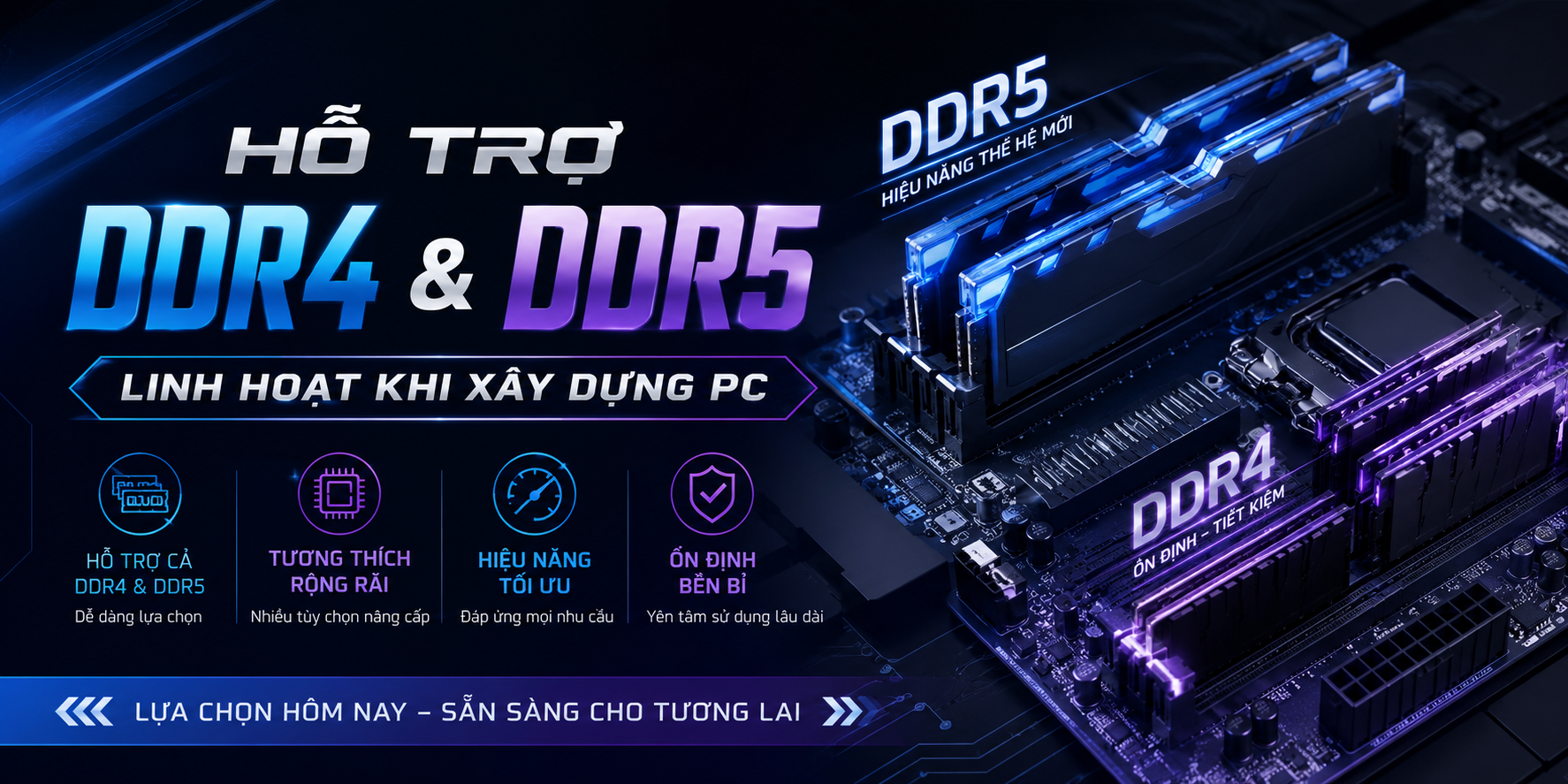 Hỗ Trợ DDR4 Và DDR5 – Linh Hoạt Khi Xây Dựng PC