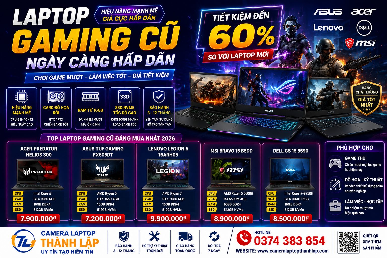 Laptop Gaming Cũ Ngày Càng Hấp Dẫn