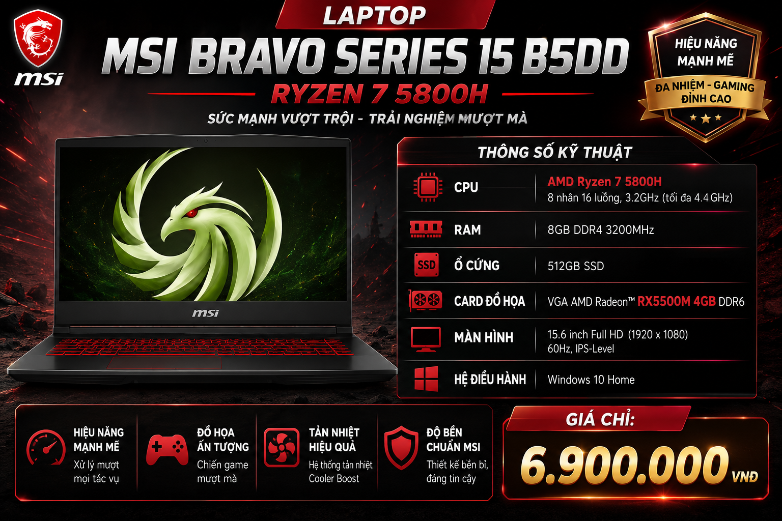 MSI Bravo 15 B5DD (Ryzen 7 5800H) 