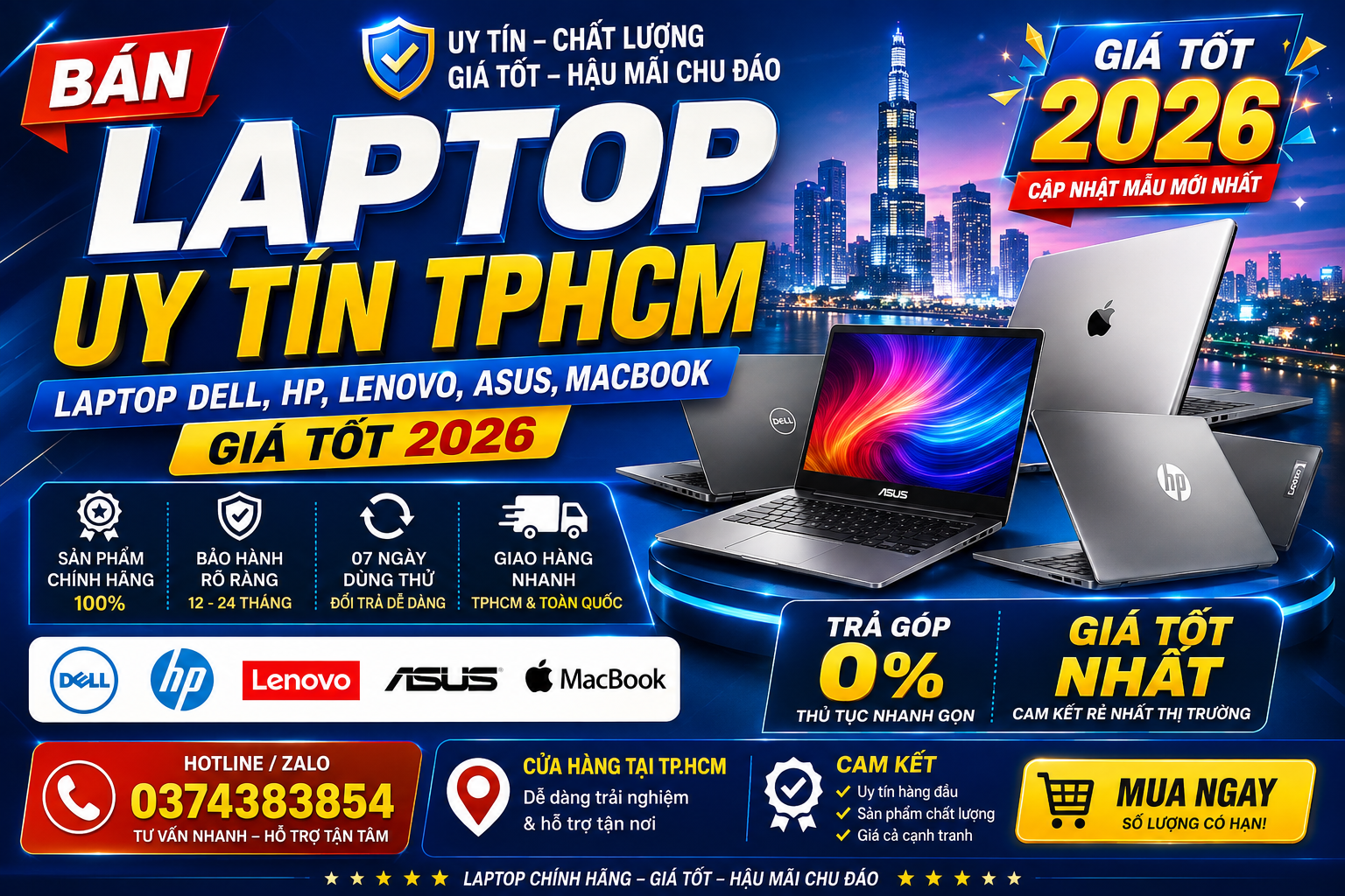 Bán Laptop Uy Tín TPHCM Laptop Dell, HP, Lenovo, ASUS, MacBook Giá Tốt 2026