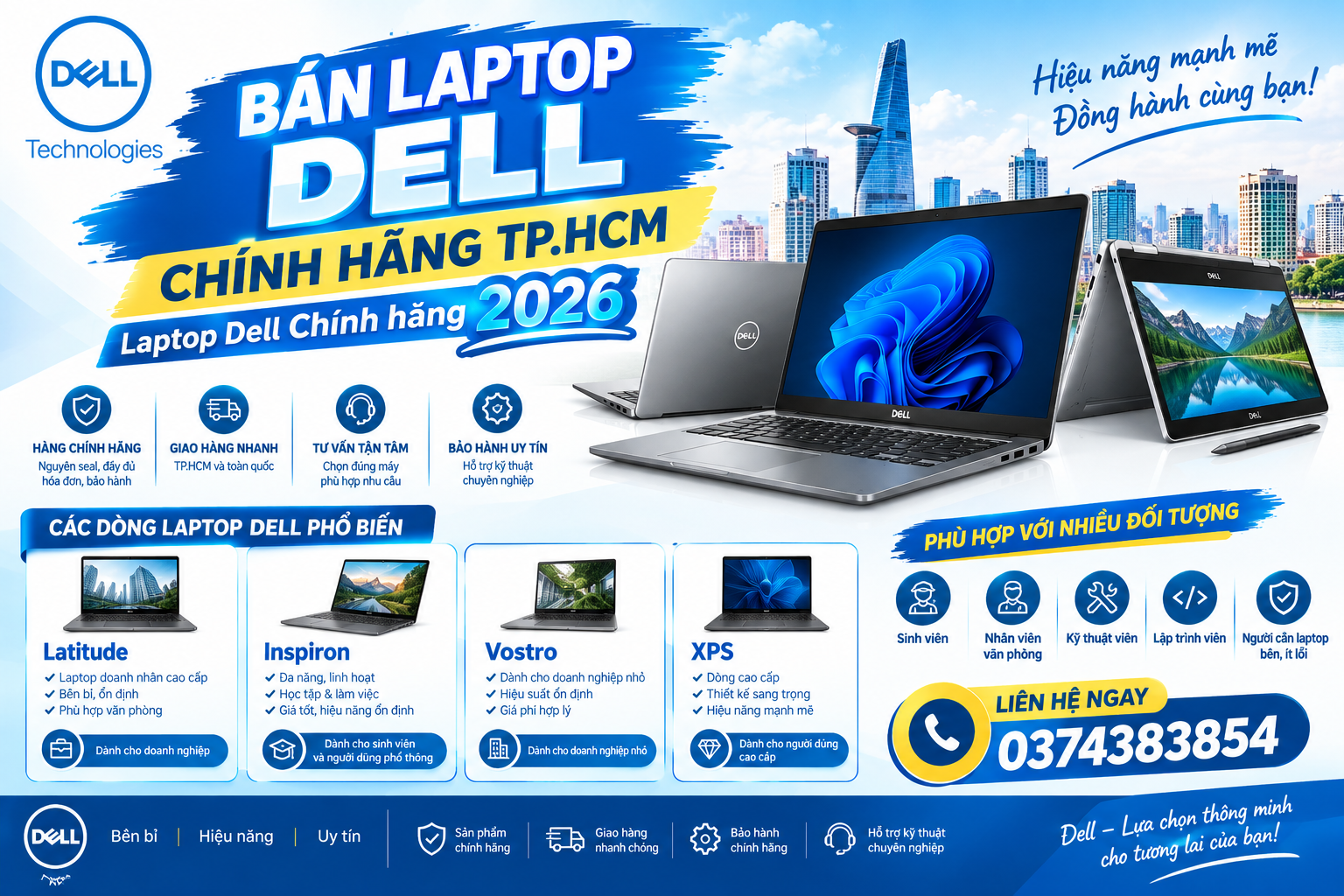 Bán laptop DELL chính hãng TP.HCM Laptop DELL Chính Hãng 2026