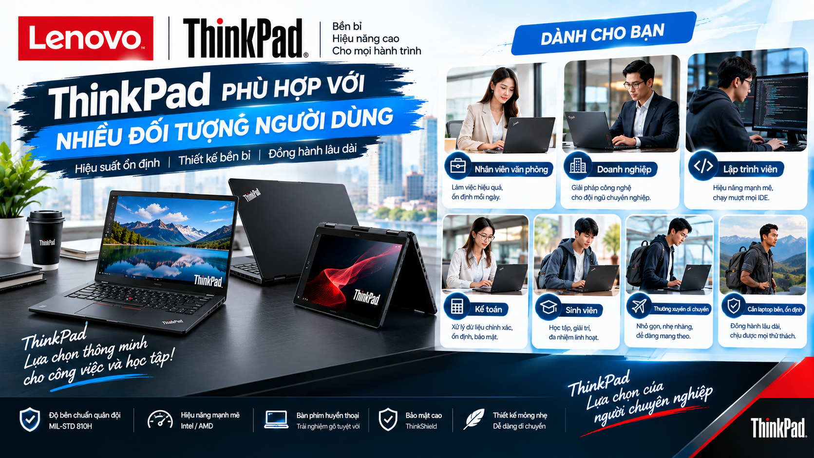 Bán Laptop Lenovo TP.HCM | Laptop Uy Tín Chính Hãng 2026 2 Các dòng Laptop Lenovo phổ biến tại TPHCM - Lenovo Thinkpad