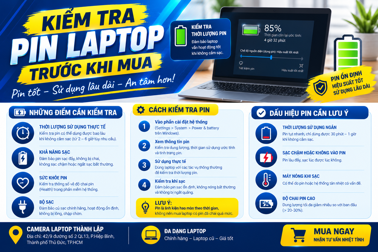 Kiểm tra Pin  - Bán Laptop Uy Tín TPHCM