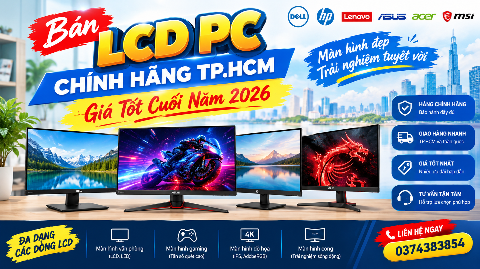 Bán LCD PC Chính Hãng TP.HCM Giá Tốt Cuối Năm 2026