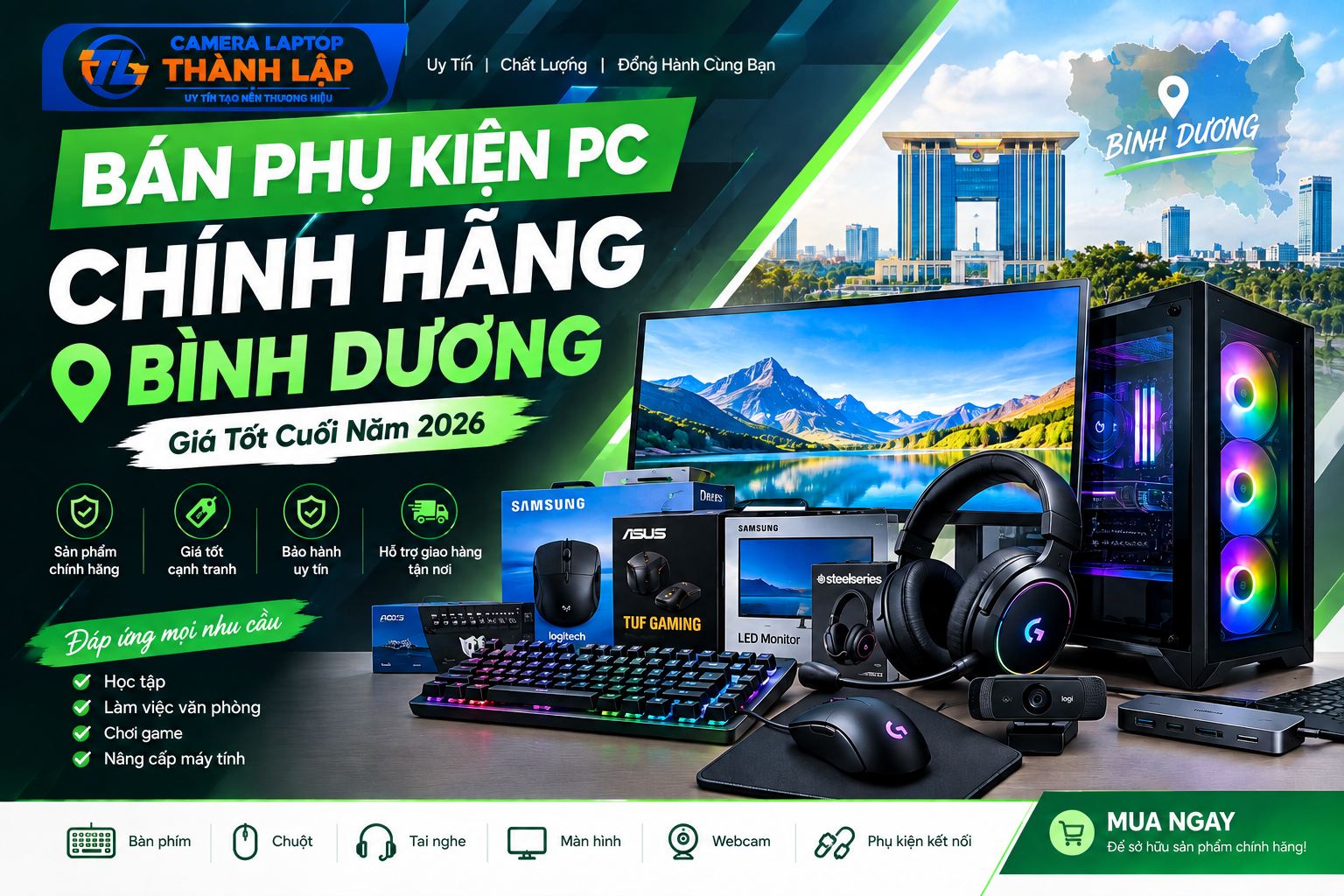 Bán Phụ Kiện PC Chính Hãng Bình Dương | Giá Tốt Cuối Năm 2026