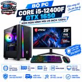 Bộ PC Core i5-12400F GTX 1650 | Kèm Màn Hình MSI 25 inch 120Hz