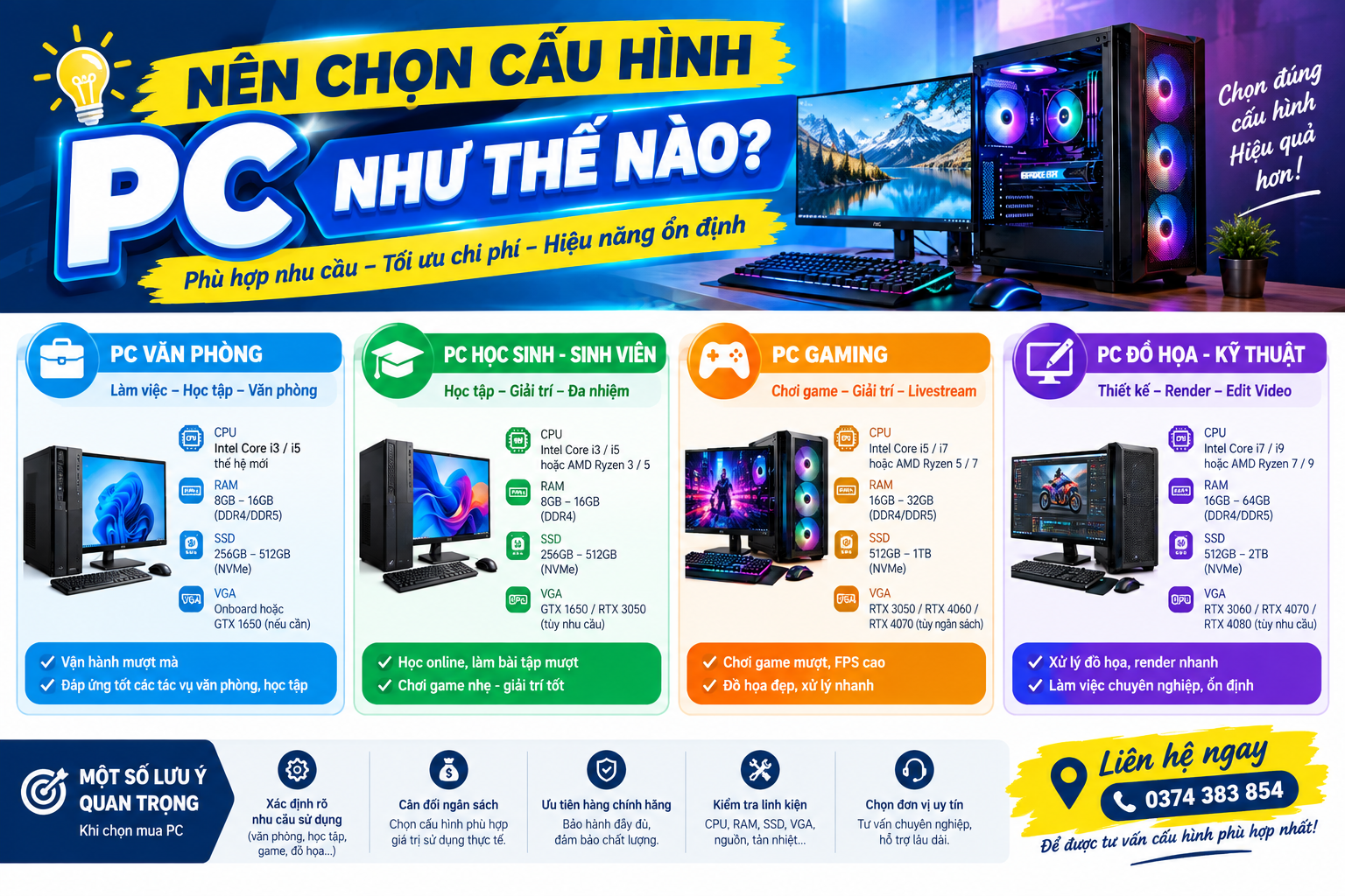 Nên chọn cấu hình PC như thế nào? - Bán PC Chính Hãng TP.HCM | Giá Tốt Cuối Năm 2026