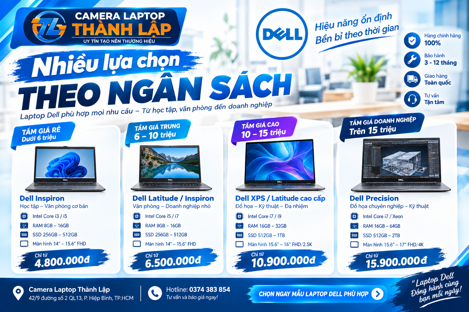 Bán Laptop Dell Văn Phòng Giá Rẻ TP.HCM | Giá Tốt 2026 4 Nhiều lựa chọn theo ngân sách